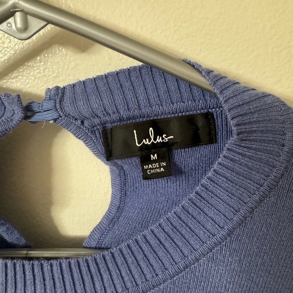 Lulus Back to Bliss Denim Blue Long Sleeve Backless Sweater Dress - Picture 7 of 9